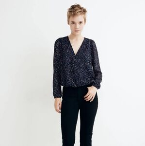 Madewell Lyric Wrap Top in Sugar Dot
